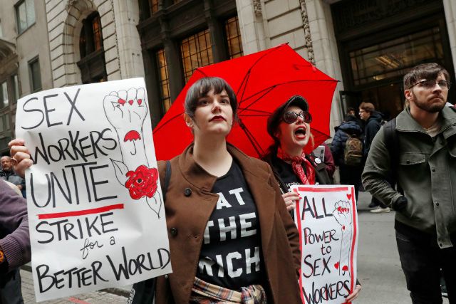 Protesters rally for protections for sex workers on May Day